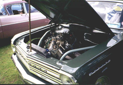 Engine bay of chevy powered PB Cresta